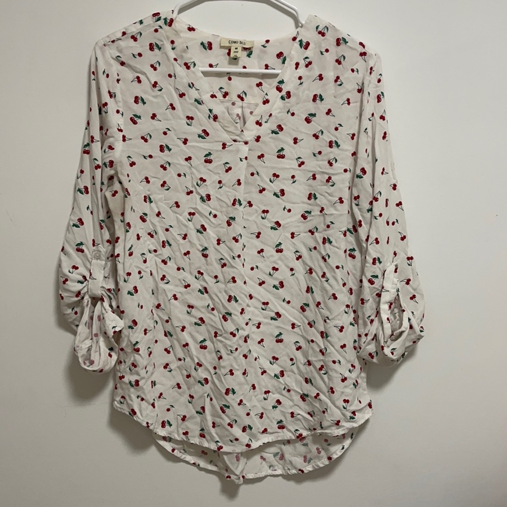 Sweet Cherry White Blouse!